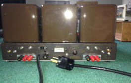The back with custom speaker terminals, Belden cord, triode switches, and bias tip jacks